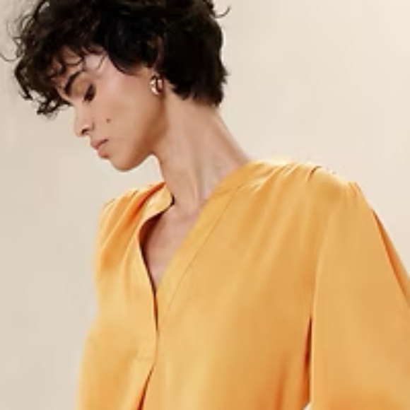 New Banana Republic VOLUME-SLEEVE BLOUSE Yellow  NWT - Picture 7 of 7